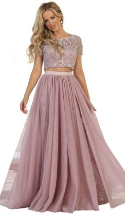 Formal Gowns May Queen - Two Piece Bedazzled Bateau Evening Ballgown