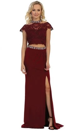 May Queen - Two Piece Bedazzled Sheath Evening Dress Formal Gowns 16 May Queen - Two Piece Bedazzled Sheath Evening Dress Formal Gowns