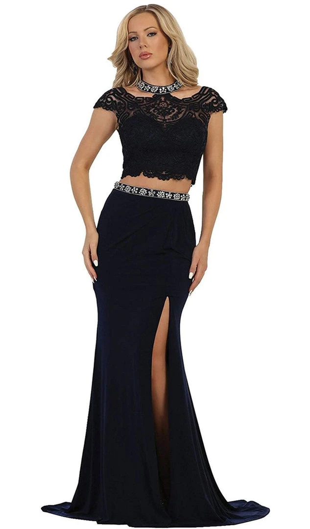 May Queen - Two Piece Bedazzled Sheath Evening Dress Formal Gowns 7 May Queen - Two Piece Bedazzled Sheath Evening Dress Formal Gowns