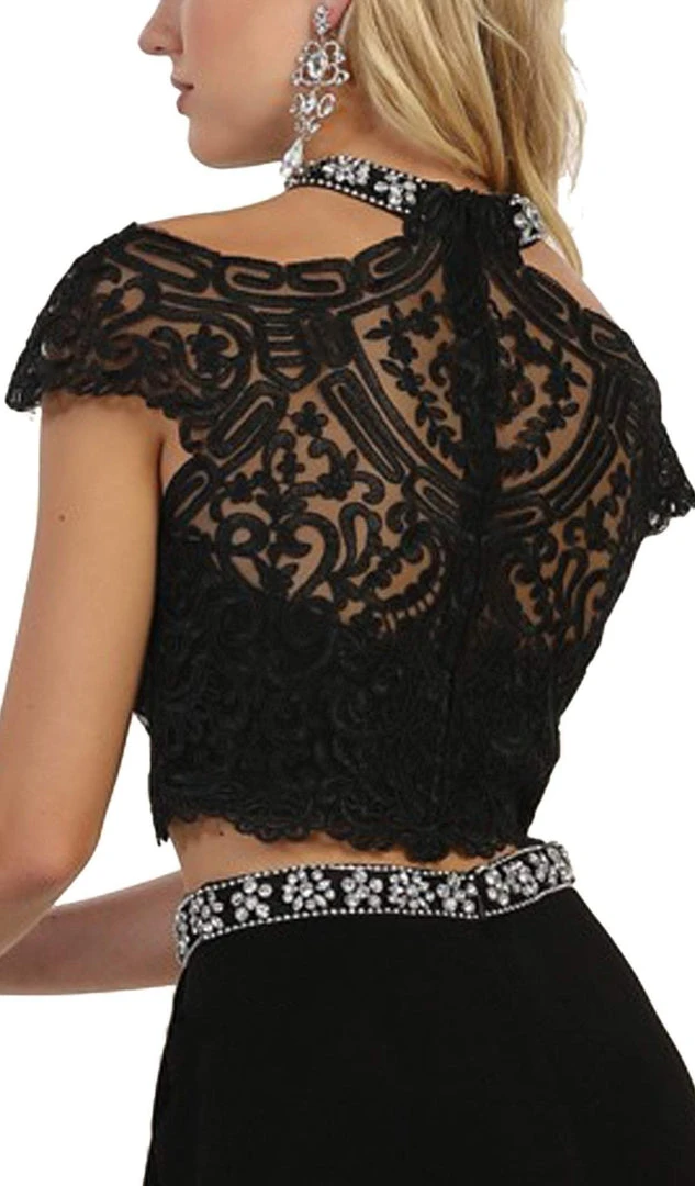 May Queen - Two Piece Bedazzled Sheath Evening Dress Formal Gowns 6 May Queen - Two Piece Bedazzled Sheath Evening Dress Formal Gowns