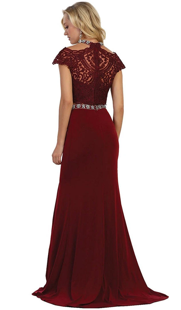 May Queen - Two Piece Bedazzled Sheath Evening Dress Formal Gowns 10 May Queen - Two Piece Bedazzled Sheath Evening Dress Formal Gowns