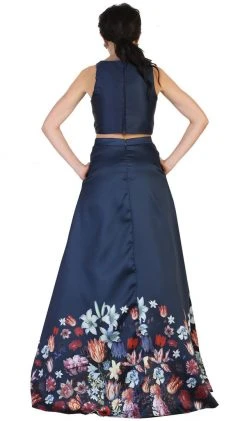 May Queen - Two Piece Floral Print Evening Dress