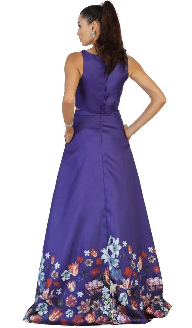 May Queen - Two Piece Floral Print Evening Dress 8 May Queen - Two Piece Floral Print Evening Dress