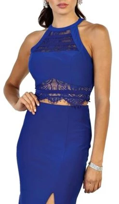 Formal Gowns May Queen - Two-Piece Lace Panel Sheath Evening Gown