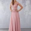 MGNY By Mori Lee - 71702 Beaded Lace Bateau Chiffon A-line Gown Formal Gowns