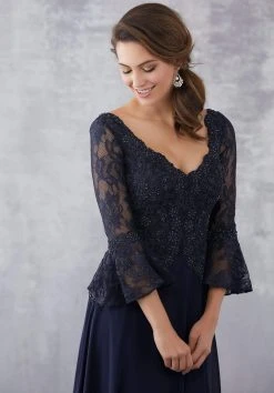 MGNY By Mori Lee - 71704 Embroidered Bell Sleeve V-neck A-line Dress Formal Gowns 7 MGNY By Mori Lee - 71704 Embroidered Bell Sleeve V-neck A-line Dress Formal Gowns