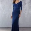 MGNY By Mori Lee - 71707 Embellished Lace V-neck Trumpet Dress
