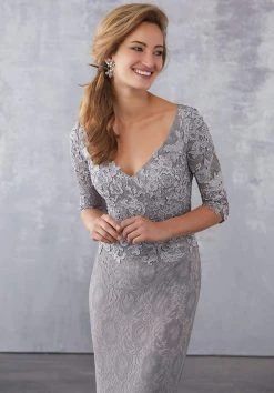 MGNY By Mori Lee - 71707 Embellished Lace V-neck Trumpet Dress 11 MGNY By Mori Lee - 71707 Embellished Lace V-neck Trumpet Dress