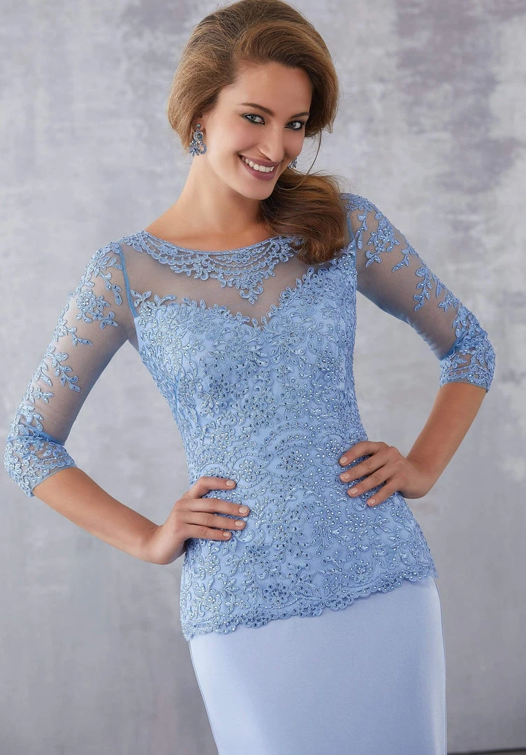 MGNY By Mori Lee - 71709 Beaded Lace Sheath Dress Formal Gowns 5 MGNY By Mori Lee - 71709 Beaded Lace Sheath Dress Formal Gowns