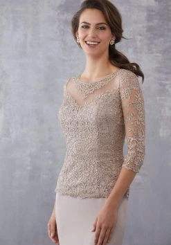 MGNY By Mori Lee - 71709 Beaded Lace Sheath Dress Formal Gowns 11 MGNY By Mori Lee - 71709 Beaded Lace Sheath Dress Formal Gowns