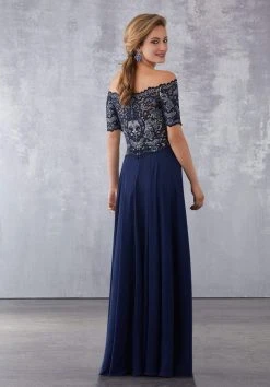 Formal Gowns MGNY By Mori Lee - 71710 Embroidered Off-Shoulder A-line Dress