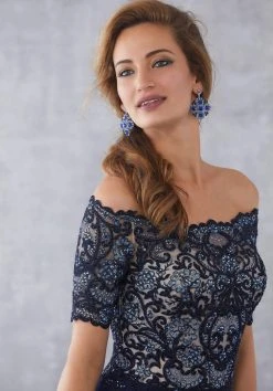 Formal Gowns MGNY By Mori Lee - 71710 Embroidered Off-Shoulder A-line Dress