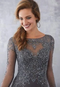 MGNY By Mori Lee - 71716 Beaded Illusion Bateau Mermaid Dress Formal Gowns