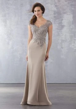 Formal Gowns MGNY By Mori Lee - 71718 Embroidered V-Neck Trumpet Gown