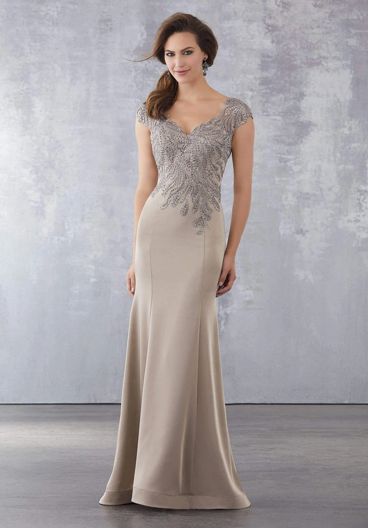 Formal Gowns MGNY By Mori Lee - 71718 Embroidered V-Neck Trumpet Gown 3 Formal Gowns MGNY By Mori Lee - 71718 Embroidered V-Neck Trumpet Gown