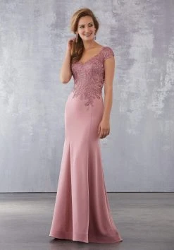 Formal Gowns MGNY By Mori Lee - 71718 Embroidered V-Neck Trumpet Gown 12 Formal Gowns MGNY By Mori Lee - 71718 Embroidered V-Neck Trumpet Gown