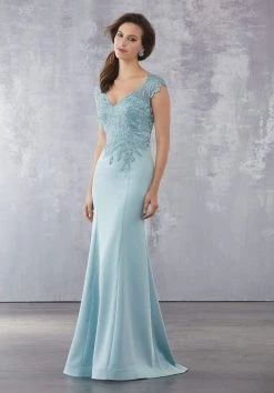 Formal Gowns MGNY By Mori Lee - 71718 Embroidered V-Neck Trumpet Gown 14 Formal Gowns MGNY By Mori Lee - 71718 Embroidered V-Neck Trumpet Gown