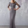 Formal Gowns MGNY By Mori Lee - 71721 Embroidered Bateau Fitted Dress With Train