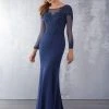 MGNY By Mori Lee - 71723 Embroidered Long Sleeve Trumpet Dress Formal Gowns
