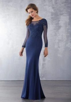 MGNY By Mori Lee - 71723 Embroidered Long Sleeve Trumpet Dress Formal Gowns