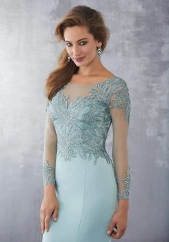 MGNY By Mori Lee - 71723 Embroidered Long Sleeve Trumpet Dress Formal Gowns