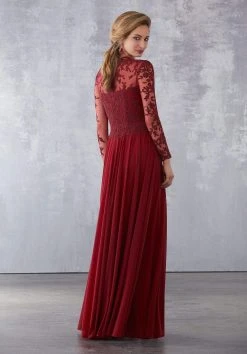 MGNY By Mori Lee - 71727 Lace Appliqued V-Neck A-Line Dress Formal Gowns 8 MGNY By Mori Lee - 71727 Lace Appliqued V-Neck A-Line Dress Formal Gowns