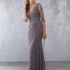 Formal Gowns MGNY By Mori Lee - 71728 Embroidered Plunging V-neck Sheath Dress