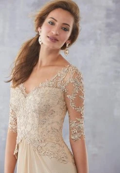 MGNY By Mori Lee - 71729 Embroidered Wide V-neck Sheath Dress Formal Gowns 13 MGNY By Mori Lee - 71729 Embroidered Wide V-neck Sheath Dress Formal Gowns