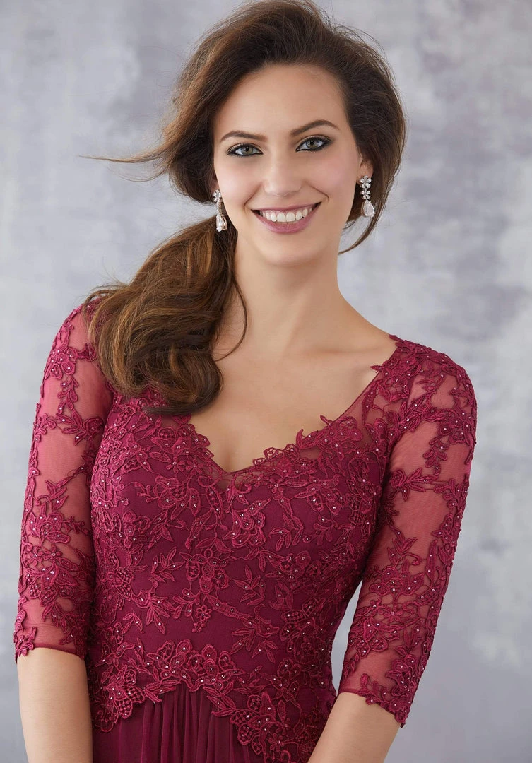 MGNY By Mori Lee - 71729 Embroidered Wide V-neck Sheath Dress Formal Gowns 8 MGNY By Mori Lee - 71729 Embroidered Wide V-neck Sheath Dress Formal Gowns