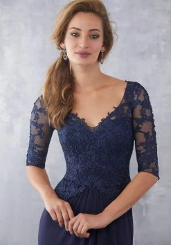 MGNY By Mori Lee - 71729 Embroidered Wide V-neck Sheath Dress Formal Gowns 17 MGNY By Mori Lee - 71729 Embroidered Wide V-neck Sheath Dress Formal Gowns