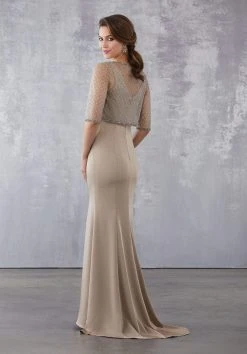 Formal Gowns MGNY By Mori Lee - 71732 V-neck Trumpet Dress With Embellished Jacket