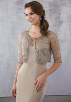 Formal Gowns MGNY By Mori Lee - 71732 V-neck Trumpet Dress With Embellished Jacket