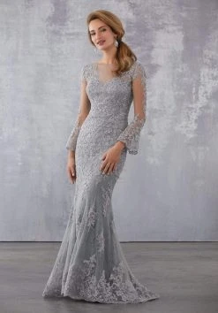 MGNY By Mori Lee - 71735 Embroidered Illusion Bateau Trumpet Dress 14 MGNY By Mori Lee - 71735 Embroidered Illusion Bateau Trumpet Dress