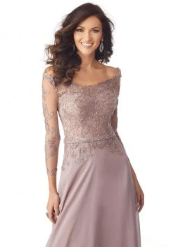 Formal Gowns MGNY By Mori Lee - 71806 Embroidered Off-Shoulder A-line Gown