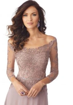 Formal Gowns MGNY By Mori Lee - 71806 Embroidered Off-Shoulder A-line Gown