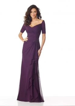 MGNY By Mori Lee - 71820 Ruched V-Neck Sheath Dress Formal Gowns