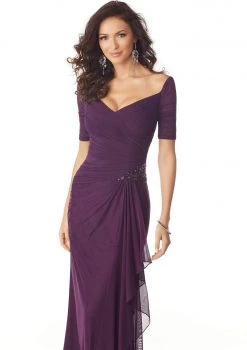 MGNY By Mori Lee - 71820 Ruched V-Neck Sheath Dress Formal Gowns