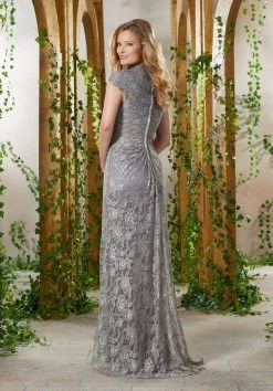 MGNY By Mori Lee - 71918 Lace Appliqued Queen Anne Gown Formal Gowns