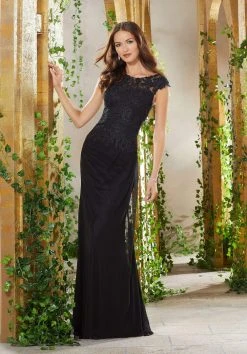 MGNY By Mori Lee - 71919 Embroidered Bateau Sheath Dress