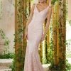 MGNY By Mori Lee - 71928 Beaded Lace V-Neck Gown With Cape 1 MGNY By Mori Lee - 71928 Beaded Lace V-Neck Gown With Cape