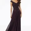 MGNY By Mori Lee - 72134SC Embellished V-neck Evening Gown - 1 Pc Silver In Size 6 Available Formal Gowns