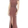 MGNY By Mori Lee - 72210SC Embellished Jewel Neck Evening Dress - 1 Pc Rosewood In Size 12 Available Formal Gowns
