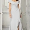 Formal Gowns MGNY By Mori Lee - 72406SC Folded Off Shoulder Evening Gown - 1 Pc Silver In Size 16 Available 1 Formal Gowns MGNY By Mori Lee - 72406SC Folded Off Shoulder Evening Gown - 1 Pc Silver In Size 16 Available