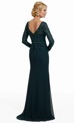MGNY By Mori Lee - Bateau Beaded Lace Sheath Evening Dress 72010SC Formal Gowns