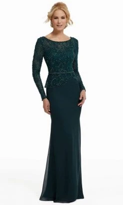 MGNY By Mori Lee - Bateau Beaded Lace Sheath Evening Dress 72010SC Formal Gowns