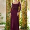MGNY By Mori Lee - Beaded Embroidered Semi-Sweetheart Dress 71934SC - 1 Pc Eggplant In Size 4 Available Formal Gowns