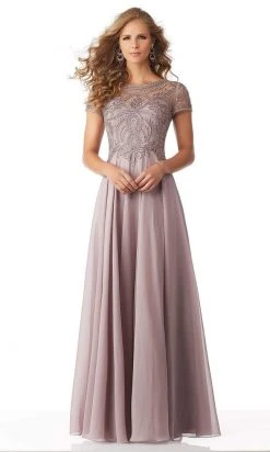 MGNY By Mori Lee - Cap Sleeve Embellished Chiffon Dress 71824SC Formal Gowns