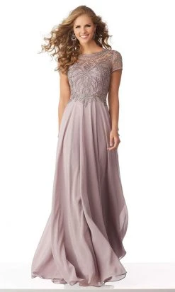 MGNY By Mori Lee - Cap Sleeve Embellished Chiffon Dress 71824SC Formal Gowns