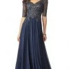 MGNY By Mori Lee - Metallic Embroidered A-Line Gown 71805SC - 1 Pc Indigo In Size 18 Available Formal Gowns 2 MGNY By Mori Lee - Metallic Embroidered A-Line Gown 71805SC - 1 Pc Indigo In Size 18 Available Formal Gowns