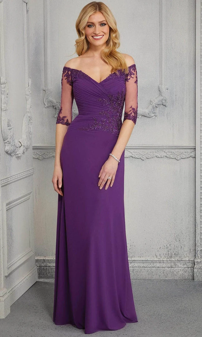 MGNY By Mori Lee - Wide Neck Soft Stretch Column Gown 72411SC - 1 Pc Navy In Size 6 Available 3 MGNY By Mori Lee - Wide Neck Soft Stretch Column Gown 72411SC - 1 Pc Navy In Size 6 Available